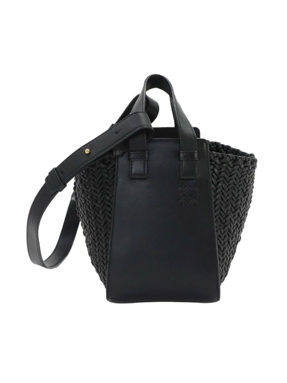 Loewe Hammock Compact 2-Way Bag Leather Black Gold